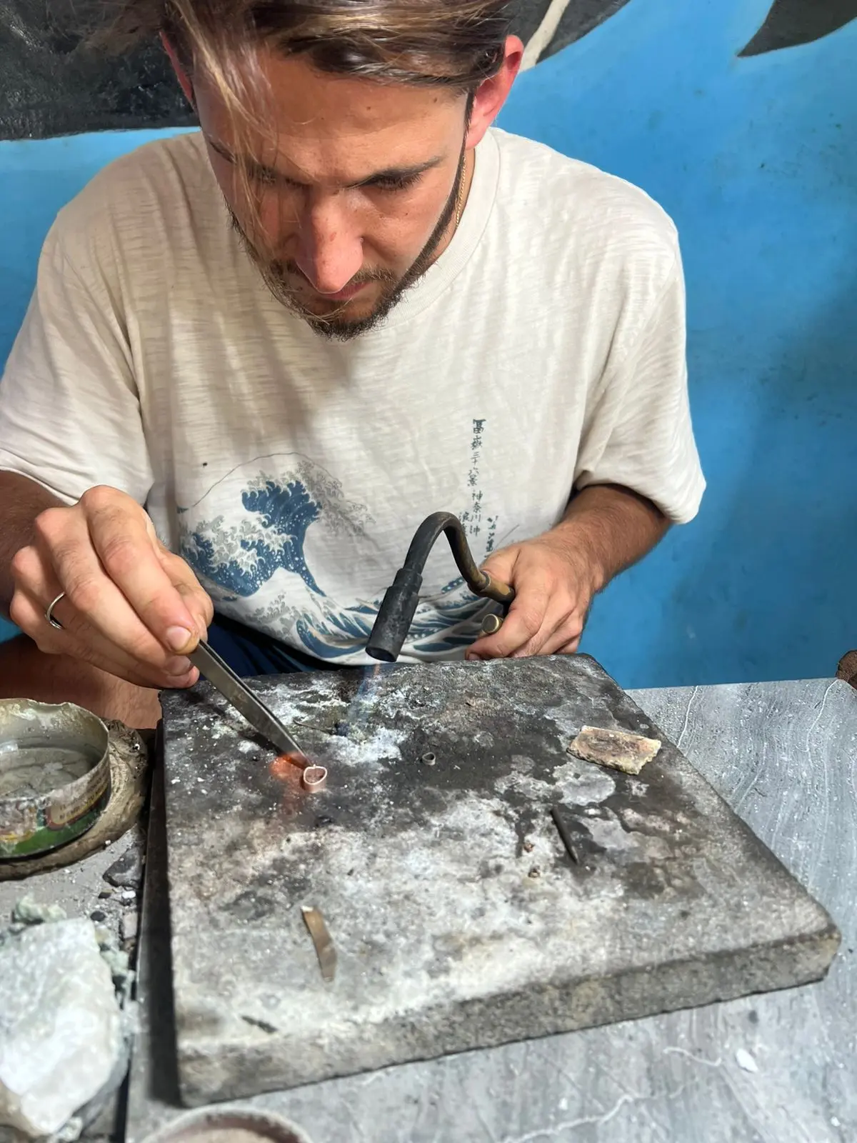 Traditional silversmith tools at Silver Bliss Sidemen Bali